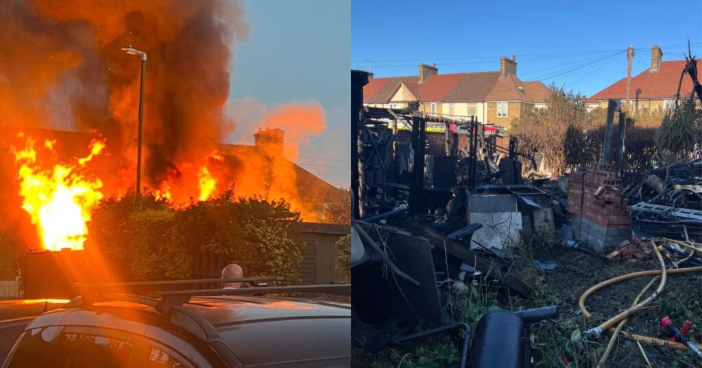 Mitcham Stuart Place: Outbuildings damaged by fire