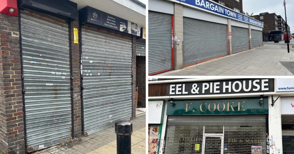 Bargain Town among Farnham Road, Harold Hill empty shops