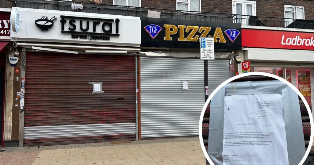 TGF Pizza and Tsurai, Farnham Road Harold Hill forfeit lease