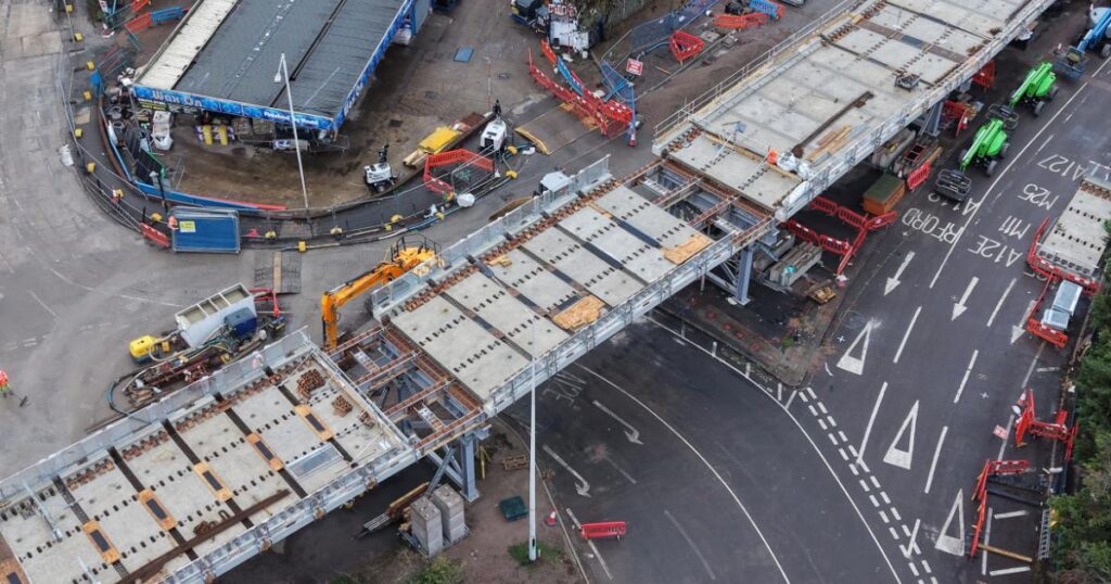 Gallows Corner, Romford progress: Gaps seen on flyover
