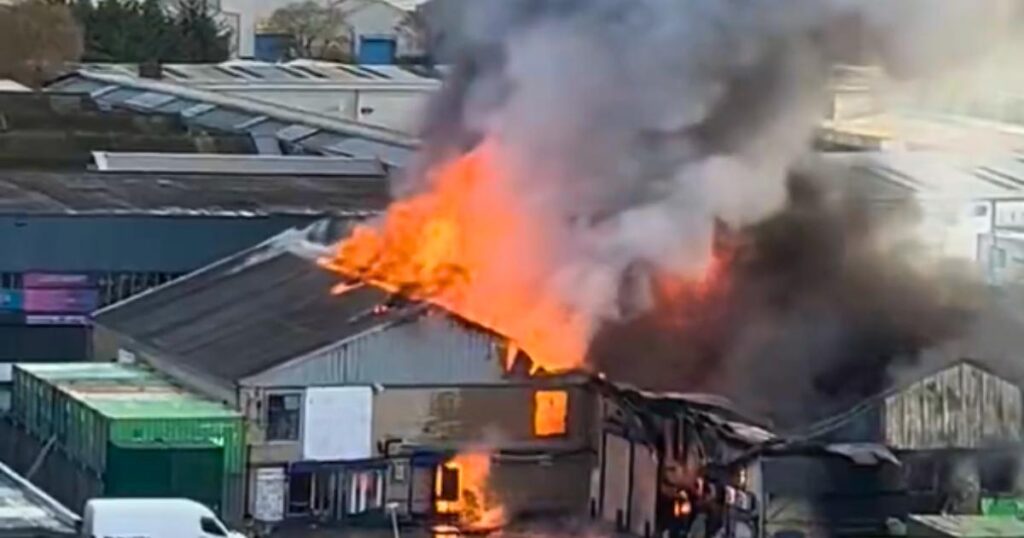 Southall Bridge Road warehouse fire: Video of explosions