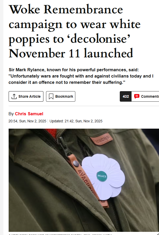 Woke-bashing of the week: White poppies spark red rage