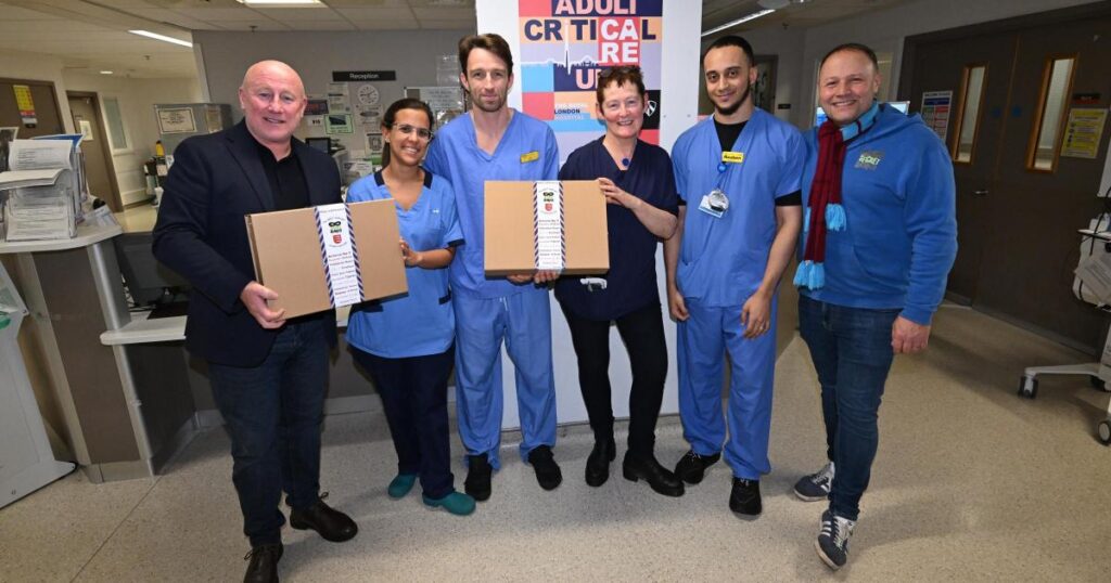 West Ham club hands festive hampers to Whitechapel hospital