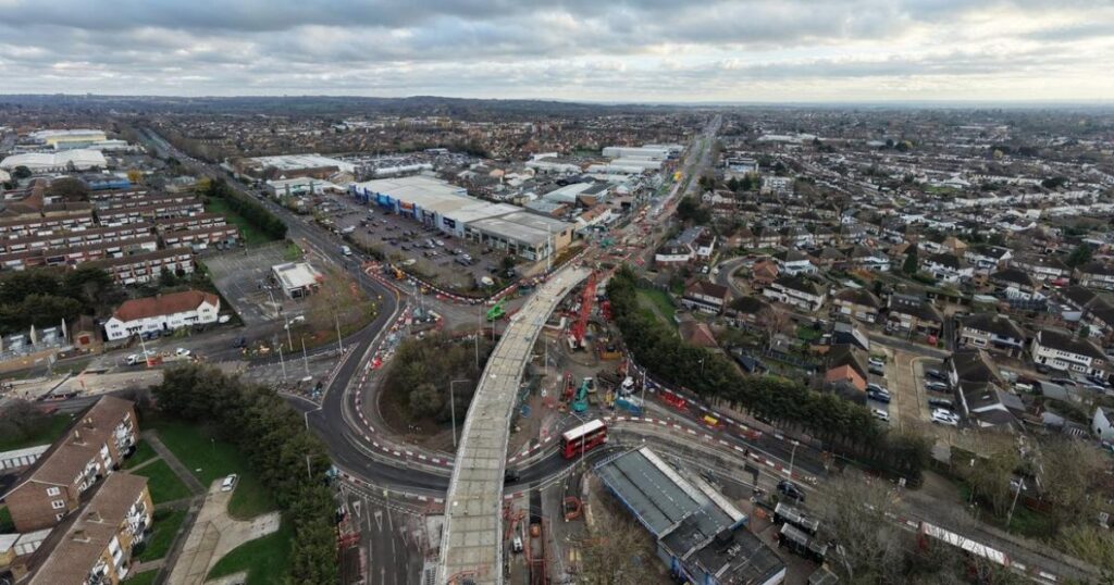 Gallows Corner flyover work shown in new drone pictures