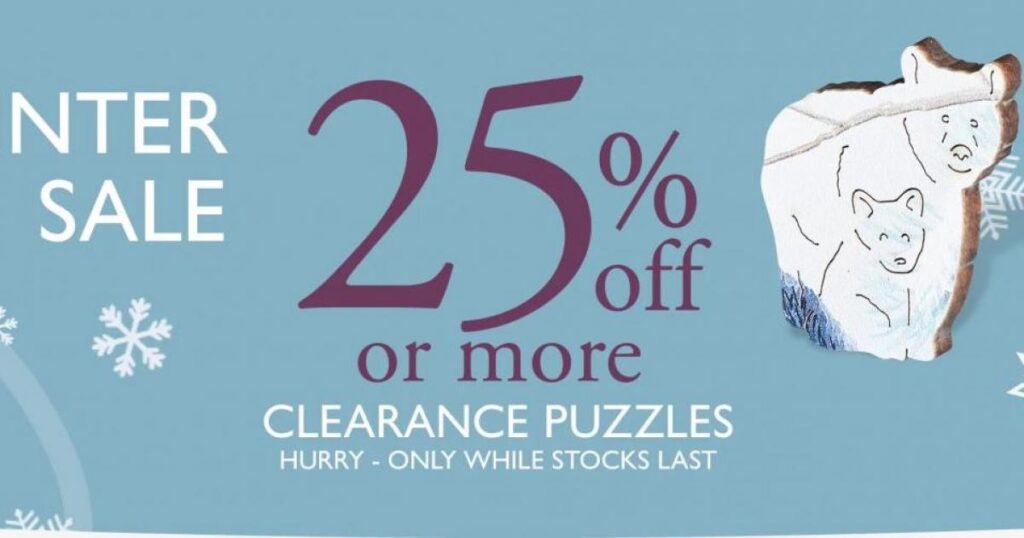 25% off or more on clearance puzzles at Wentworth Puzzles